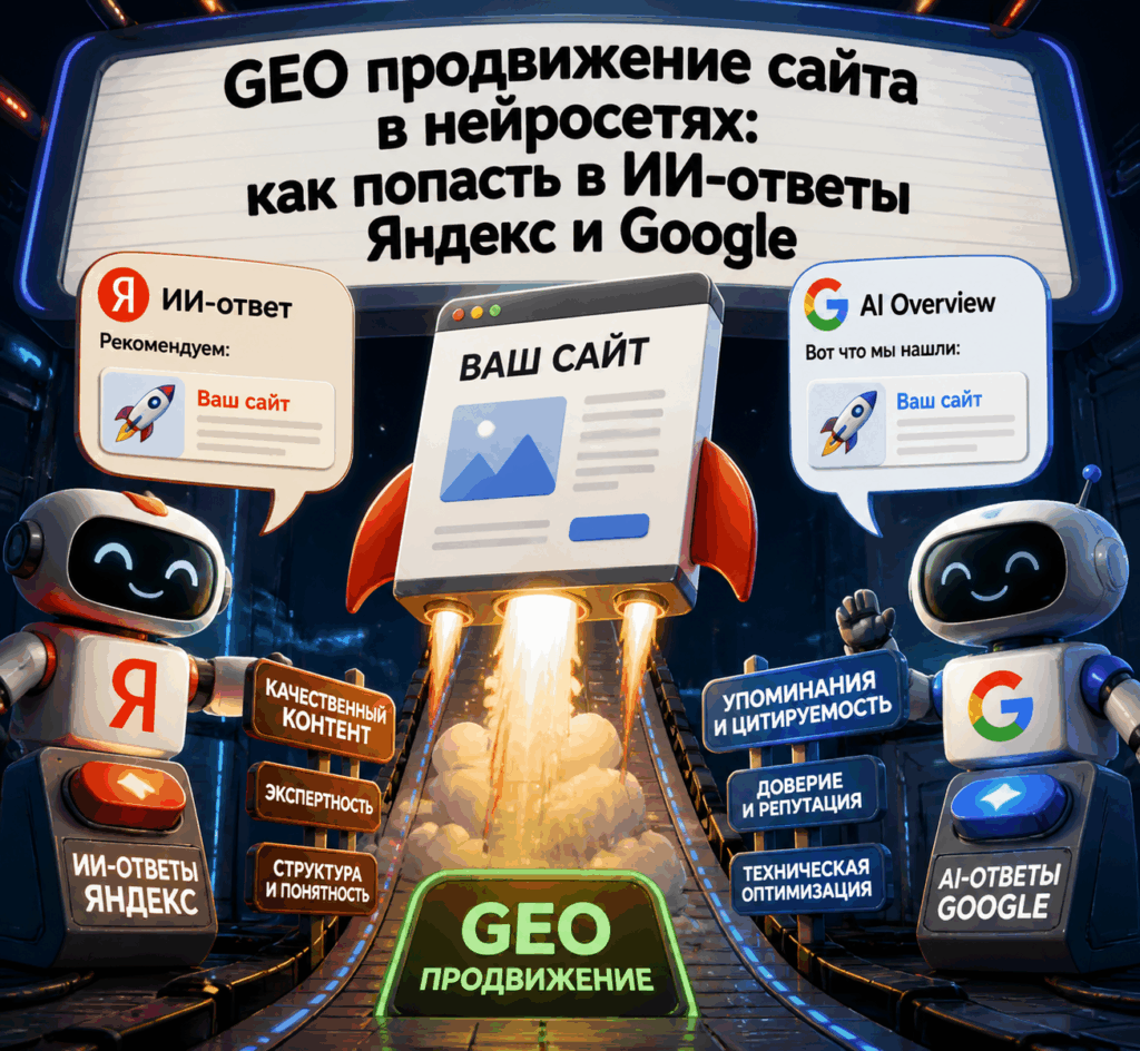 GEO продвижение сайта в нейросетях: как попасть в ИИ-ответы Яндекс и Google