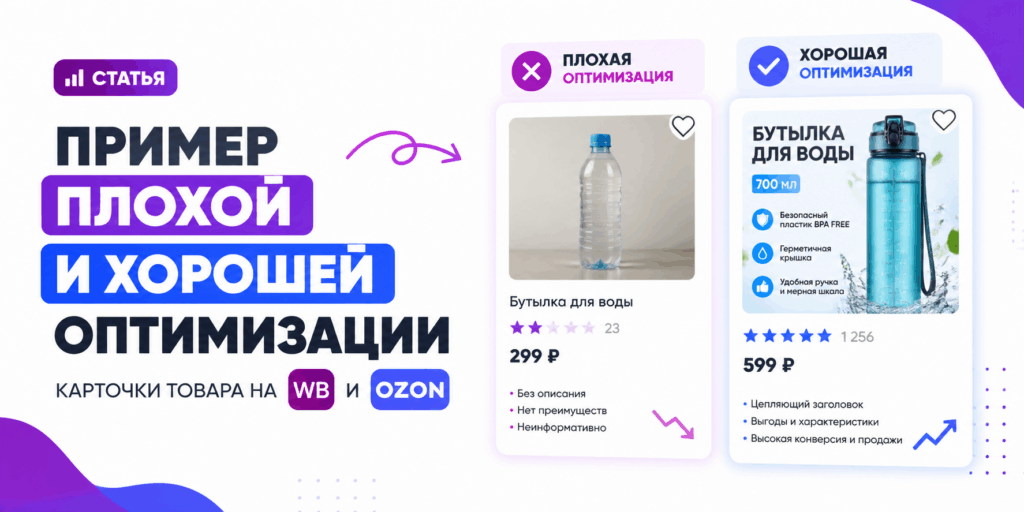 Пример плохой и хорошей оптимизации карточки товара на маркетплейсах