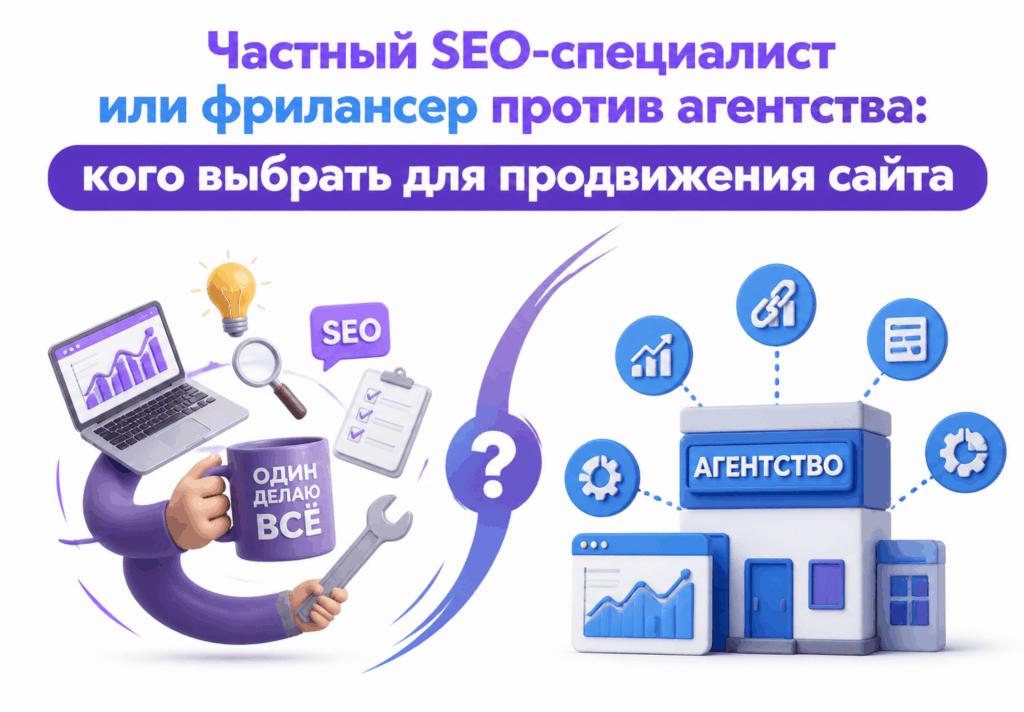 Частный SEO-специалист или фрилансер против агентства: кого выбрать для продвижения сайта Частный SEO-специалист или фрилансер против агентства: кого выбрать для продвижения сайта