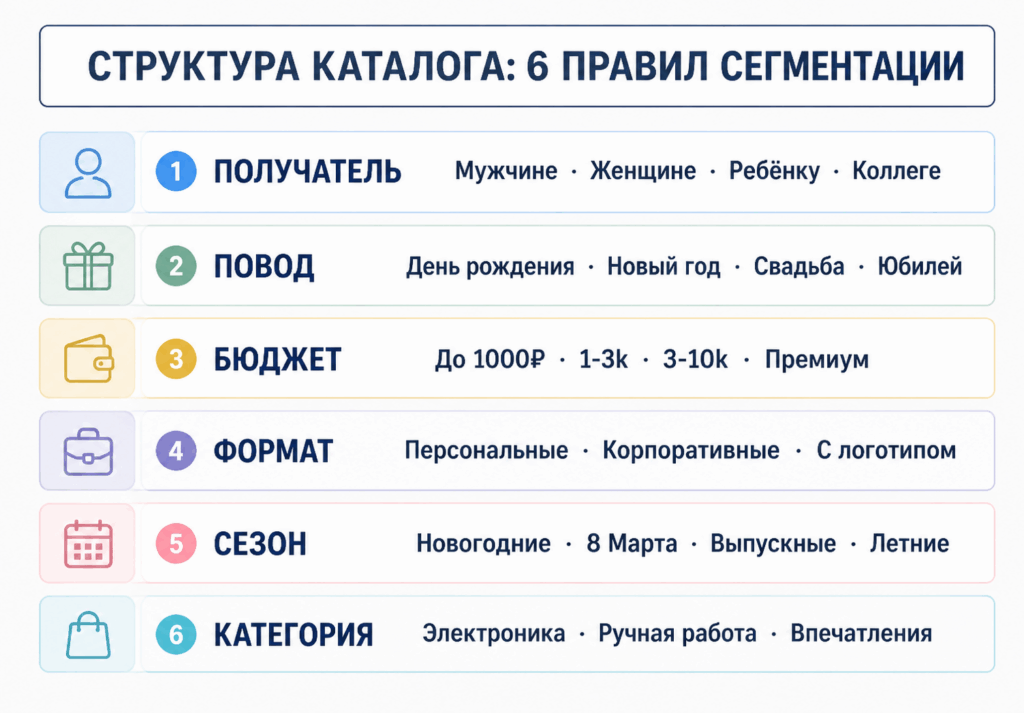 Структура сайта по категориям: от корпоративных до детских подарков